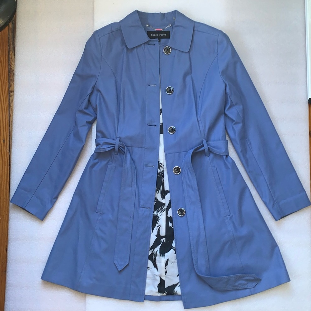 Black Rivet Women’s Trench Coat, Small Size, Blue